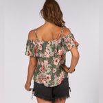 Billabong  Summer Sunsets Crinkle Floral Ruffle Off Shoulder Blouse Top M Photo 1