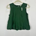Madewell Sleeveless Crewneck Bubble Top Cotton Pleated Draped Green XXS NWT Photo 6