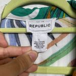 FOR THE REPUBLIC  White Floral Front Tie Blouse Sz L Photo 4