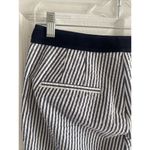 ZARA Women's Medium Navy Striped Seersucker Straight Leg Pants Coastal Nautical Photo 4
