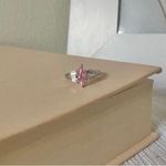 Pink Marquise Baguette Diamond Silver Ring Vintage “Michal” Promise Femme Jewelry Photo 4