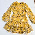 Romantic short dress with ruffles and yellow floral lace Bardot size 6/S Multiple Photo 6