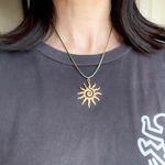 Handmade gold tone stainless steel sun boho retro vintage style necklace☀️ Photo 6