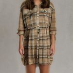 American Eagle Womens Flannel Plaid Long Sleeve Button Shirt Dress Photo 0