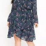 Eloquii Tie Neck Flare Sleeve Dress Blue Floral NWT size 24 Photo 0