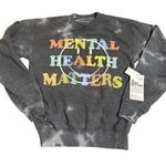 NWT desert dreamer x Smiley Embroidered Mental Health Matters Sweatshirt Tie Tye Gray Size XS Photo 0