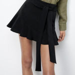 ZARA Black Ruffle Tie Waste Skort Photo 0