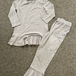 Anybody Pajama Set Grey Size XS wide Leg ruffle Cropped hem Silver Photo 0