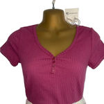 Hippie Rose  Top Henley Ribbed Rose Pink Size XS Photo 0