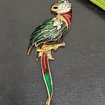 Vintage Unsigned Enamel Parrot Bird Brooch NOS Red Photo 7