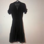 ZARA Basic Midi Tiered Shirt Dress Black Short Sleeve Size Medium Whimsigoth Photo 4