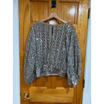 Vintage St. Martin Silver Sequin Beaded Blouse Top 80s Batwing Dolman Gray Size M Photo 3