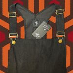 Dolls Kill RARE Valfre Petra Pinafore Black Corduroy Overall Mini Dress + Pockets Photo 1