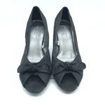 Isaac Mizrahi  for Target Gabi Heels Peep Toe Bow Faux Suede Slip On Black Size 9 Photo 1