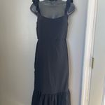 Velvet Torch  Black Ruffled Sheath Midi Dress Photo 1