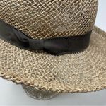 Vintage Henschel Hat Co Lightweight Sheer Classic Straw Boater Bow Sun Hat L Tan Photo 3
