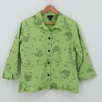 Embroidered Paisley Floral Button Front Shacket Womens Green 3/4 Sleeve Size L Size L Photo 0