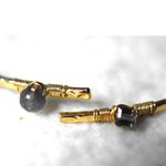 Source Unknown Art Deco Shades Of Blue Rhinestone/Pearl Gold Tone 6" Open Cuff Retro Bracelet Photo 3