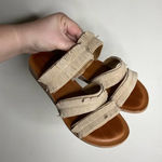 Lucky Brand Lucky Brand Beige Fringe Triple Strap Sandals Women's 7M Slip-On Casual Summer Photo 0