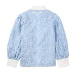 NWT Sister Jane Placid Blue Sky Lily Embroidered Floral Lace Blouse White Collar Size XS Photo 4