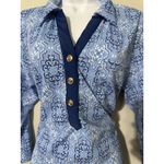 Cabana Life Moroccan Tile Print Cover Up Camper Dress UPF 50+ Blue White Size XL Photo 4