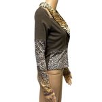 Casadei  Mixed Media Vintage Leopard Paisley Lightweight Jacket Faux Fur Collar Photo 5