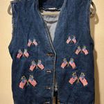 Denim Vest with American Flags Blue Size M Photo 0