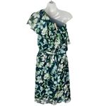Eliza J Blue & Green Floral Ruffle One Shoulder Fit & Flare Mini Dress 14 Photo 4