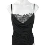 Boohoo Black Spaghetti Strap Cowl Neck Lace Cami Camisole Bodysuit Top Size 16 Photo 0