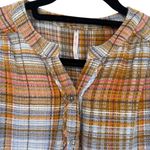 Free People  Alexa Plaid Mini Dress Long Sleeve‎ Ruffle Hem Button Front Size XS Photo 5