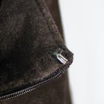 Vintage 1990s Chocolate Brown 100% Leather Sueded Skirt with Side Stitch Size 8 Photo 7