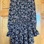 Missguided  - Black Floral Print High Neck Shirred Mini Long Sleeve Dress Photo 2