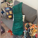Lulus Total Appeal Hunter Green Ruched One Shoulder Midi Dress Photo 3