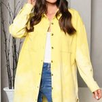 Peach Love California  Washed Button Up Shirt Jacket in Yellow Photo 1