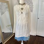 Lilly Pulitzer Cream White Embroidered Boho Silky Top Hollis Tunic Blouse M Photo 3