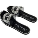 Lauren Lorraine  Jane Slip On Sandal in Black Size 9 NIB Rhinestone Glitter Photo 1