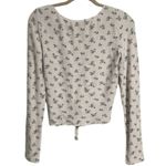 Hollister Top Women M Blue Floral Cinched Cropped Y2K Ruffle Girly Long Sleeve Photo 1