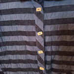 John Mark  Striped Button Down 3/4 Sleeve Blouse‎ Navy Size Small Photo 2