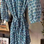 SALONI Tilly Silk Ruffle Belted Mini Dress Filigree Batik Blue Womens Size US 4 Photo 6