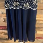 Papell Boutique  Navy Beaded‎ Evening Dress Size 12 Photo 4