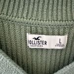 Hollister  women’s size large ribbed green and white striped sweater with collar Photo 1