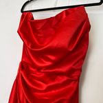 House Of CB  Adrienne' Scarlet Satin Strapless red Gown NWOT size L A-C Photo 6