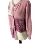 Dress Barn VINTAGE  Chenille Floral Embroidered Granny Cardigan Photo 4
