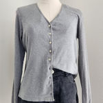 American Vintage Vintage Y2K Crazy Horse Gray Button Front Knit Cardigan Top XS S Photo 0