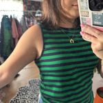 J.Crew Crew Neck Stripe Tank Top Green Navy Size Large Photo 3