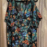 Miken Black Hawaiian Tropical Floral Sheer Swimsuit Cover Up, XL Photo 0