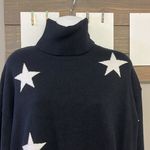 Black w/ Stars Turtleneck Viscose Blend Long Sleeve Sweater w/Side Slits Photo 3
