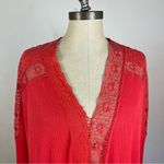 Free People  Red Lola Lace Top Photo 4