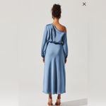 Elwood Satin Off Shoulder Maxi Dress Small NEW Blue Revolve‎ Photo 3