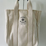 Tory Burch Mercer Natural Canvas Medium Tote Bag Photo 0